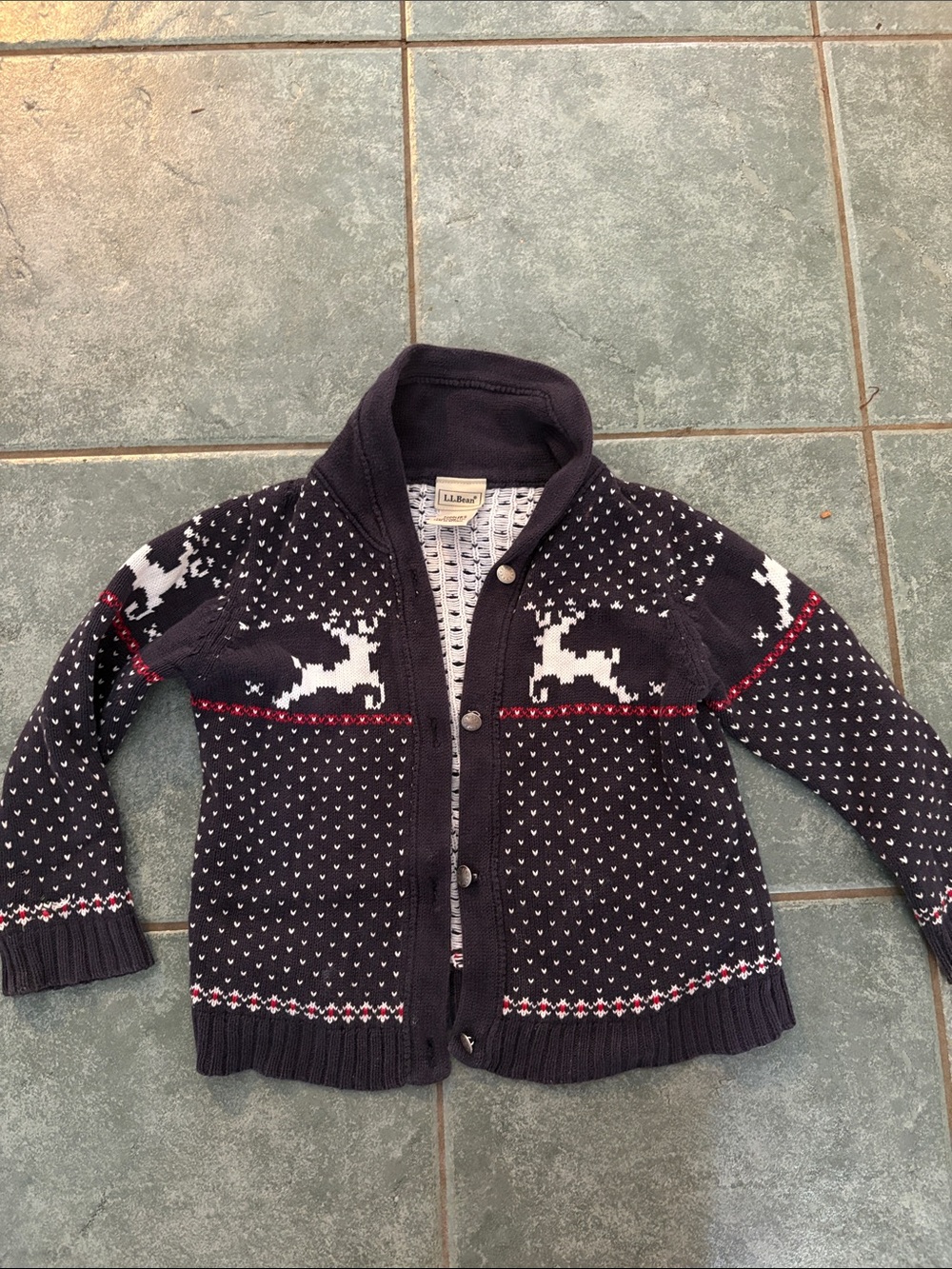 Classic Navy Reindeer Knit Cardigan - Kids